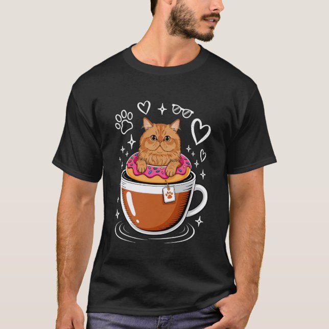Camiseta Café Gato Persa Donut (Frente)