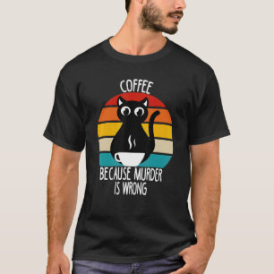 Camiseta Café Gato Porque O Assassinato É Errado Vintage Bl