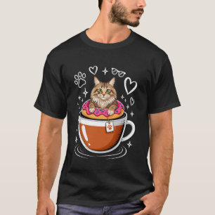 Camiseta Café Gato Siberiano Moscou Longhairs Donut