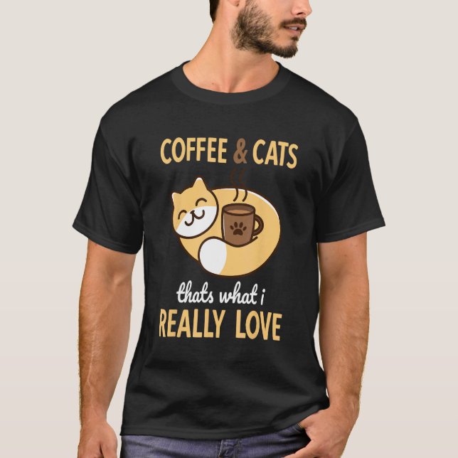 Camiseta Café & Gatos Gato Engraçado (Frente)