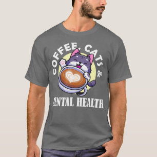 Camiseta Café Gatos Saúde Mental Sensibilização Levanta Ans