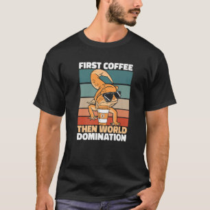Camiseta Café Gecko Retroativo Óculos de sol Lizard Réptil 
