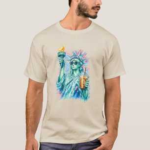 Camiseta Café Gelado da Estátua da Liberdade Préppy 