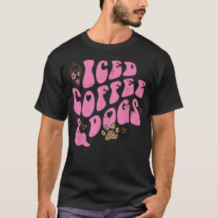 Camiseta Café gelado e cachorros retro-pata-leopardo amante