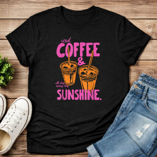 Camiseta Café Gelado E Verão Ensolarado Divertido