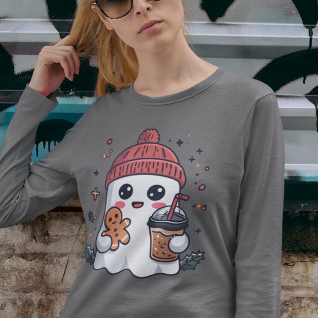 Camiseta Café Gelado Fantasma de Natal (Criador carregado)