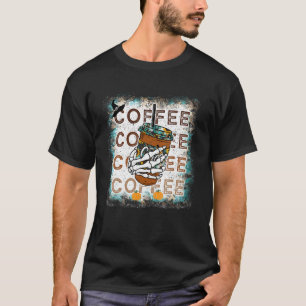 Camiseta Café Gelado Mão Esqueleto Bebendo Halloween Caveir