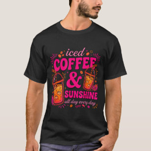 Camiseta Café gelado retrô &amp; sol divertido verão