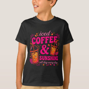 Camiseta Café gelado retrô & sol divertido verão