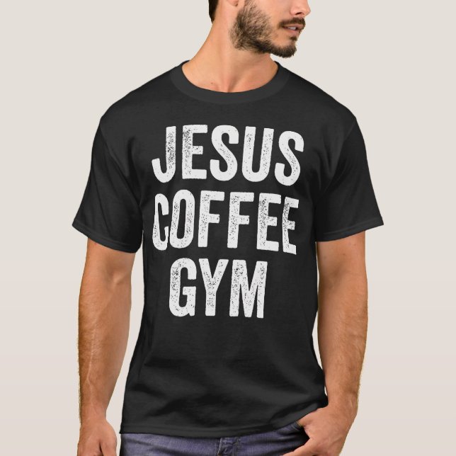 Camiseta Café Jesus Ginásio Treino Cristão Levantamento de  (Frente)
