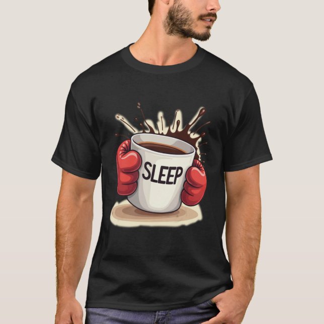 Camiseta Café Knockout | Café de boxe engraçado vs. Sono (Frente)