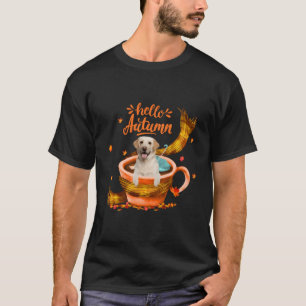 Camiseta Café Labrador Bonito Alô Outono