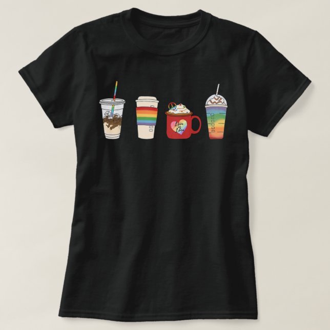 Camiseta Café LGBT orgulho mês LGBTQ latte Gay lésbica Tr (Frente do Design)