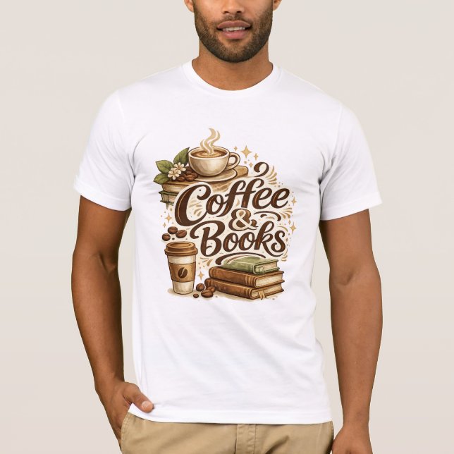 Camiseta Café & Livros | Presente para Amantes de  (Frente)