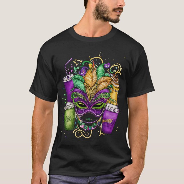 Camiseta Café Mardi Gras E Máscara Fat Terça Carniv (Frente)