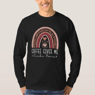 Camiseta Café Me Dá Professores Powers Leopard Rainbow Tea