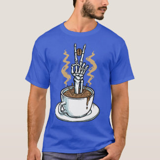 Camiseta Café Me Traz Mão De Esqueleto De Café Engraçado De