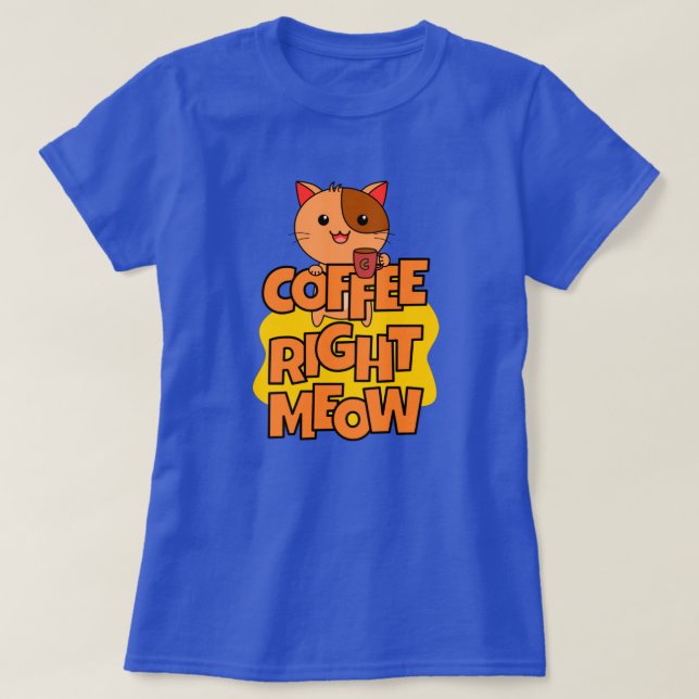 Camiseta Café - Meia Direita | Kawaii | Citação de Gato Eng (Frente do Design)
