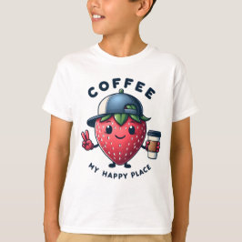 Camiseta Café: Meu Lugar Feliz - Morango Legal