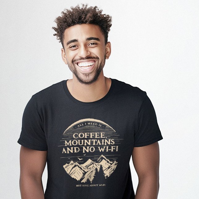 Camiseta Café monta Wi-Fi Engraçado (Coffee Mountains Wi-Fi Funny T-Shirt)