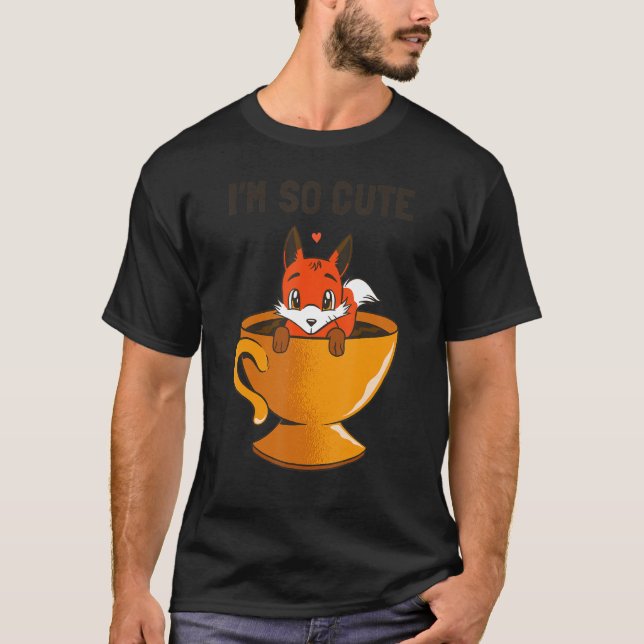 Camiseta Café Mug Heart Sweet Kinder Fox (Frente)