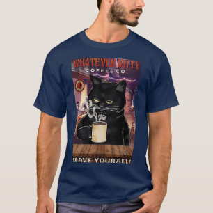 Camiseta Café Negro Café Engraçado Gato cita presente