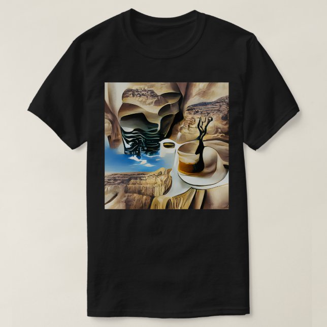 Camiseta Café no surrealismo de um canyon (Frente do Design)