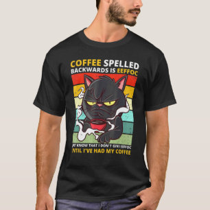 Camiseta Café Ortografado Para Trás É Bebida Gata Preta Eef