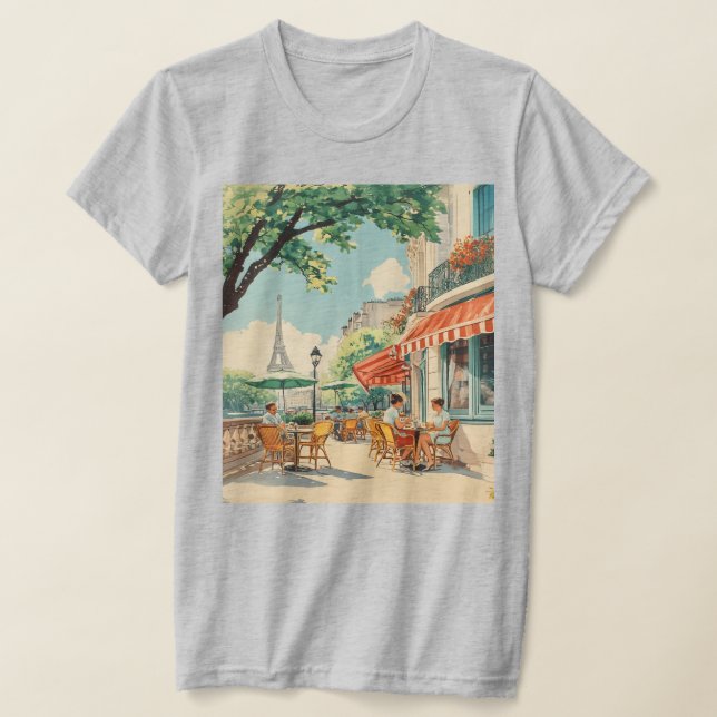 Camiseta Café Parisiense com Vista Eiffel (Postura )
