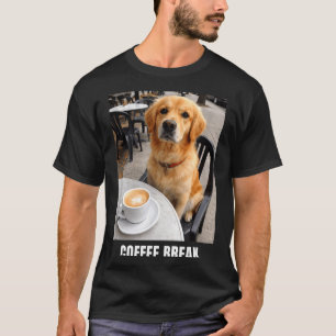 Camiseta Café pausa golden retriever cafe meme cachorro eng