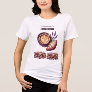 Camiseta Cafe Personalizado Merch Croissant Vintage Com Lav