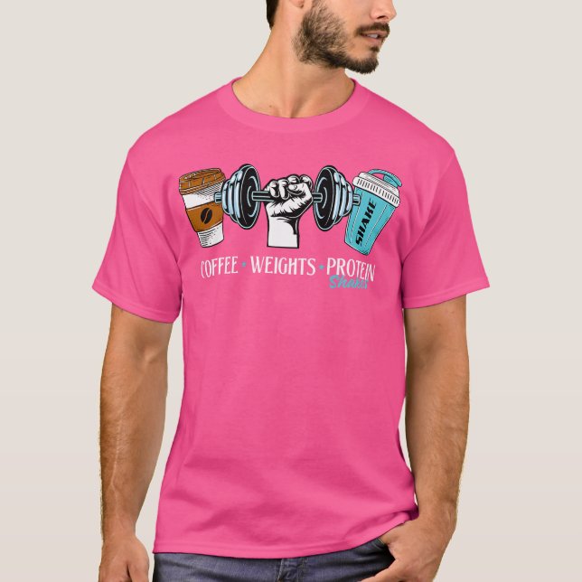 Camiseta Café Pesos Proteínas Ataques De Gym Peso (Frente)