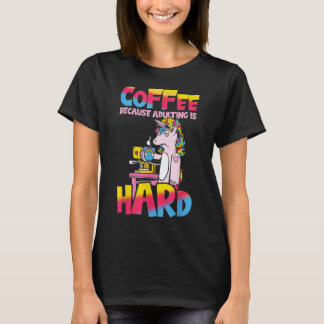 Camiseta Café Porque Adultos São Duro Unicórnio Sassy