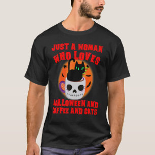 Camiseta Café Preto De Halloween Assusta Apenas Uma Mulher