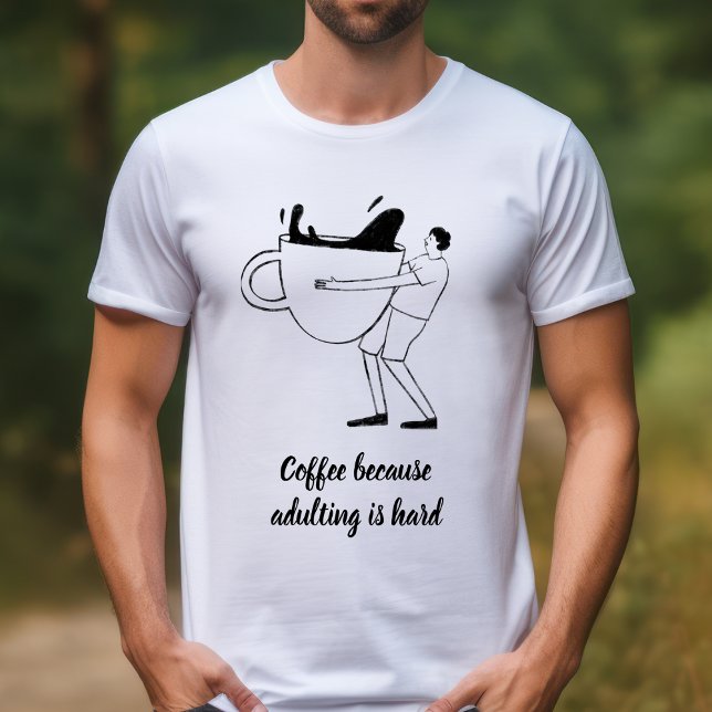 Camiseta Café Preto Ilustrado Porque A Adultação É Duro (Criador carregado)
