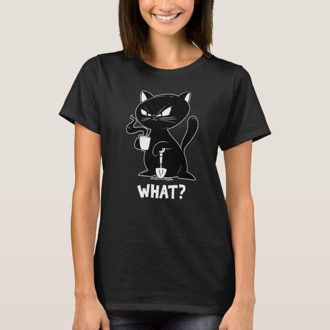 Camiseta café preto raivoso com pá Negra Gato Negra (Frente)