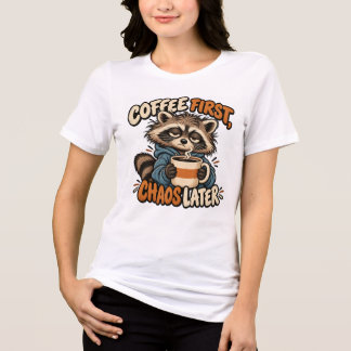 Camiseta Café Primeiro Caos Depois – Raccoon Engra
