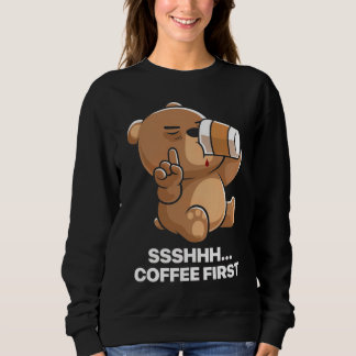 Camiseta Café Primeiro do Urso Sonolento Engraçado
