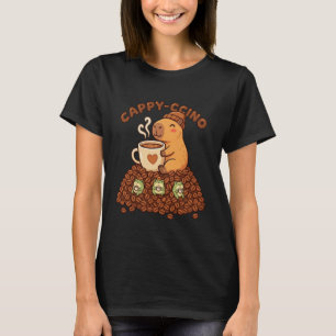 Camiseta Café Pun Kawaii Capybara Cappy-ccino Rãs e B