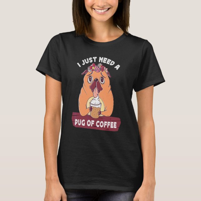 Camiseta Café Pun Pug Cachorro (Frente)