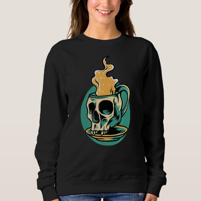 Camiseta Café Quente - Bebendo Skeletrizado Café (Frente)