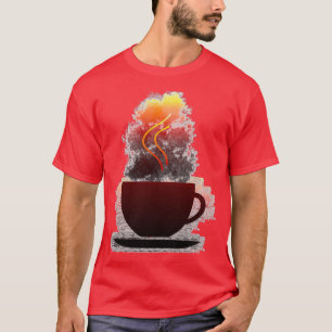 Camiseta café quente numa xícara de café quente 3