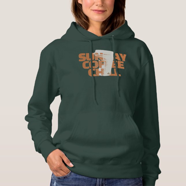 Camiseta Café Relaxado Gráfico de Domingo (Frente)