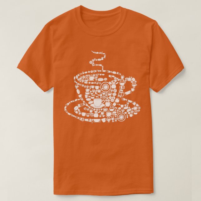 Camiseta Café reproduziu jato de mosaico Java com vapor (Frente do Design)
