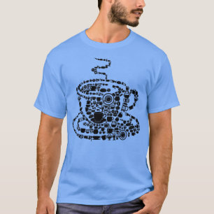 Camiseta Café reproduziu jato de mosaico Java com vapor