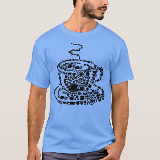 Camiseta Café reproduziu jato de mosaico Java com vapor