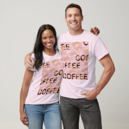 Camiseta Café rosa e ouro