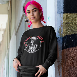 Camiseta Café Skeleton Halloween Permanecendo Vivo