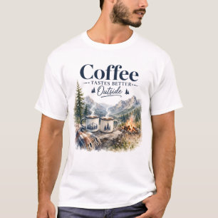 Camiseta Café Tem um Sabor Melhor ao Ar Livre Acampamento d