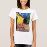 Camiseta Cafe Terrace na Noite, Vincent van Gogh, 1888<br><div class="desc">Vincent Willem van Gogh (30 de março de 1853 - 29 de julho de 1890) foi um pintor holandês impressionista poste que se encontra entre as figuras mais famosas e influentes da história da arte ocidental. Em pouco mais de uma década, criou cerca de 2.100 trabalhos de arte, incluindo cerca...</div>